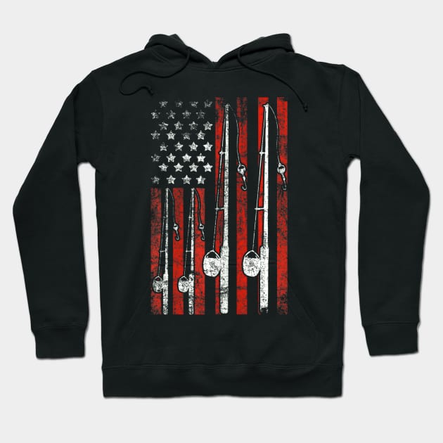 American Flag Fishing Hoodie by Jannysingle